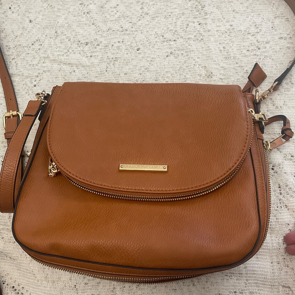 Poppy & Peonies Brown Crossbody Bag with Gold Accent